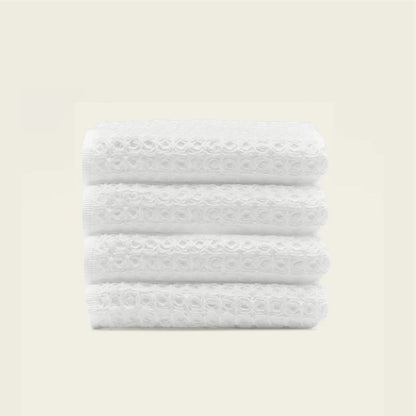 Sedona cotton waffle towels, white folded stack with waffle texture