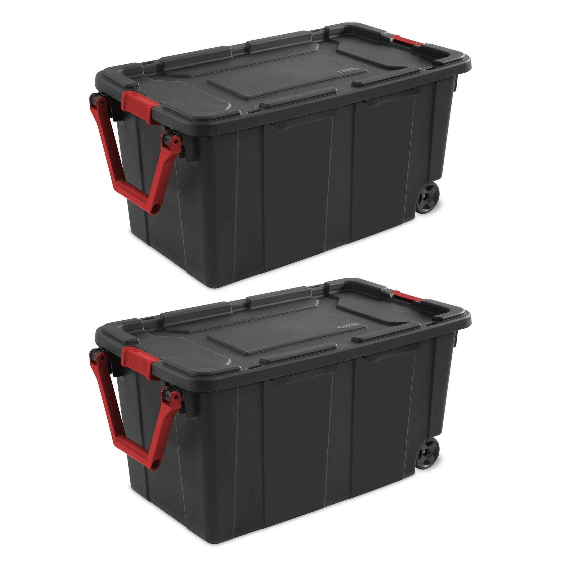 40 Gallon Wheeled Plastic Storage Container with Handle, Black, Pack of 2, Industrial - Renee Lane Company