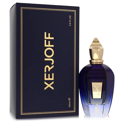 Xerjoff 40 Knots unisex perfume bottle and navy box with gold lettering