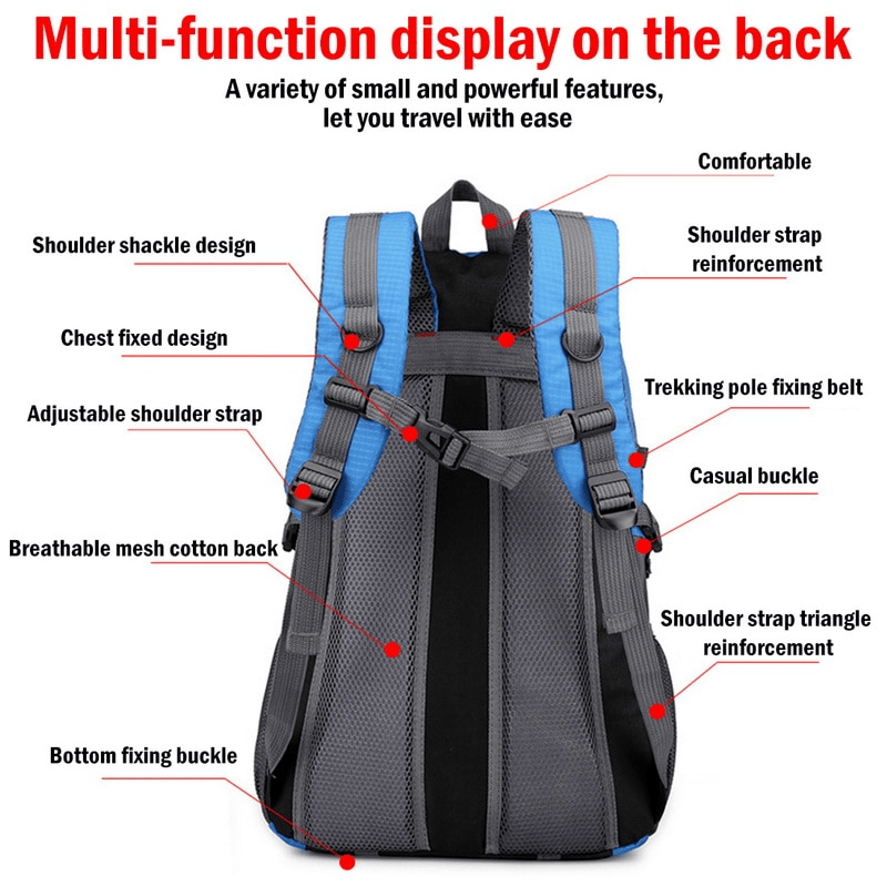 40L Men Women Travel Backpack Rucksack Camping Laptop Hiking School Book Bag USA - Renee Lane Company