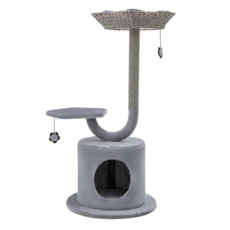 42 Inch Tall Cat Tower with Curved Metal Supporting Frame for Large and Small Cats - Renee Lane Company