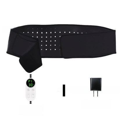 Black light therapy belt with LED dot panel, remote control, and charger plug