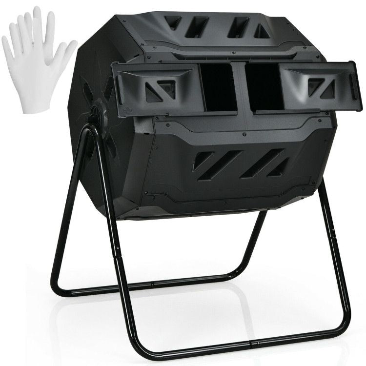 43 Gallon Composting Tumbler Compost Bin with Dual Rotating Chamber - Renee Lane Company