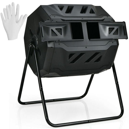 43 Gallon Composting Tumbler Compost Bin with Dual Rotating Chamber - Renee Lane Company