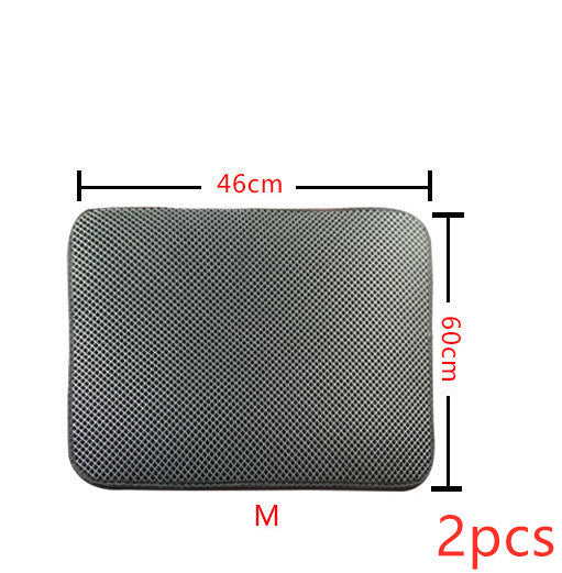 Double-layer cat litter mat pad, dark gray, 46x60 cm, 2-pack