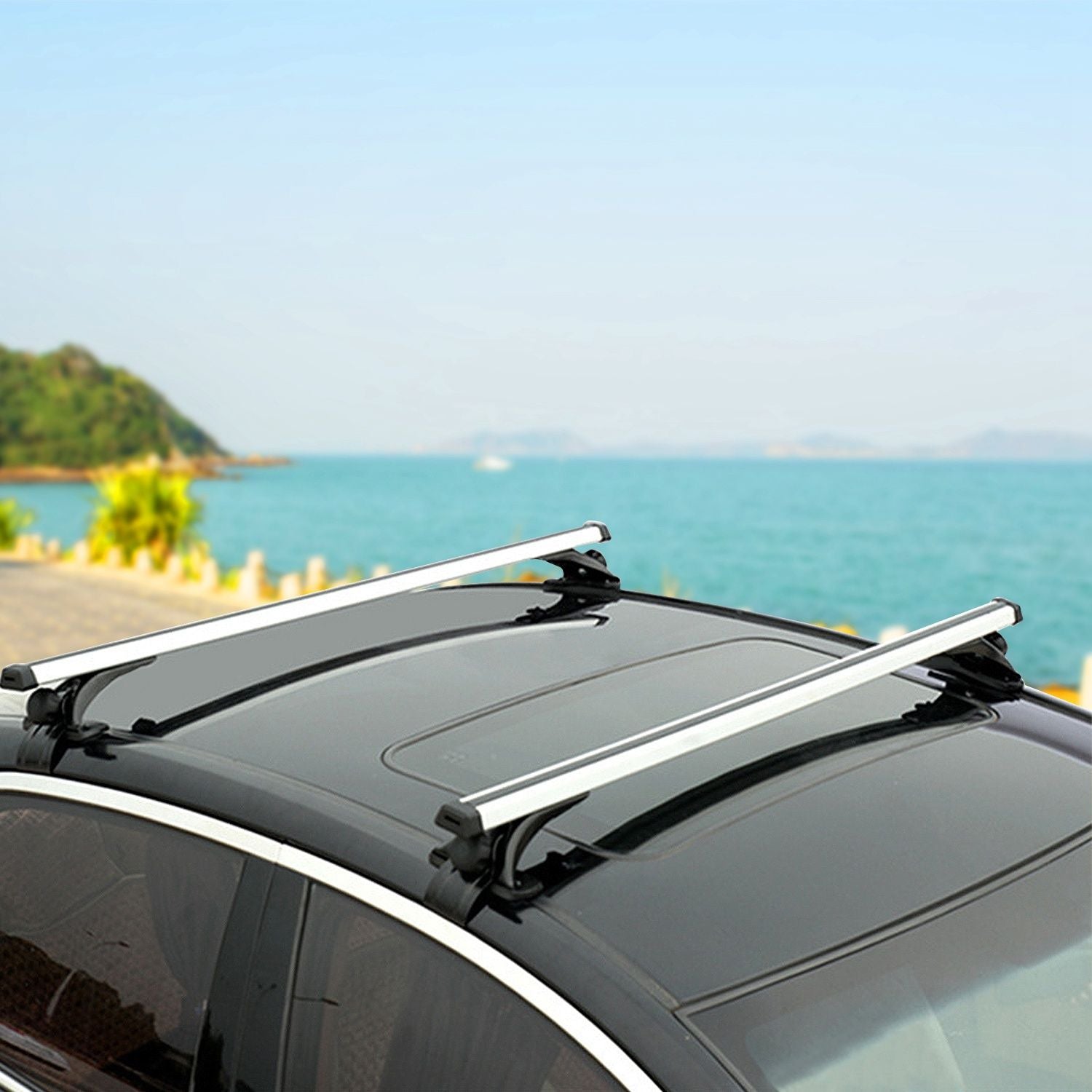 47.24in Universal Top Roof Rack Cross Bar Cargo Carrier Aluminum Crossbar Rack with 165LBS Capacity Fit for Most Vehicle Wagon Car Without Roof Side Rail - Renee Lane Company