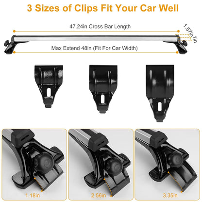 47.24in Universal Top Roof Rack Cross Bar Cargo Carrier Aluminum Crossbar Rack with 165LBS Capacity Fit for Most Vehicle Wagon Car Without Roof Side Rail - Renee Lane Company