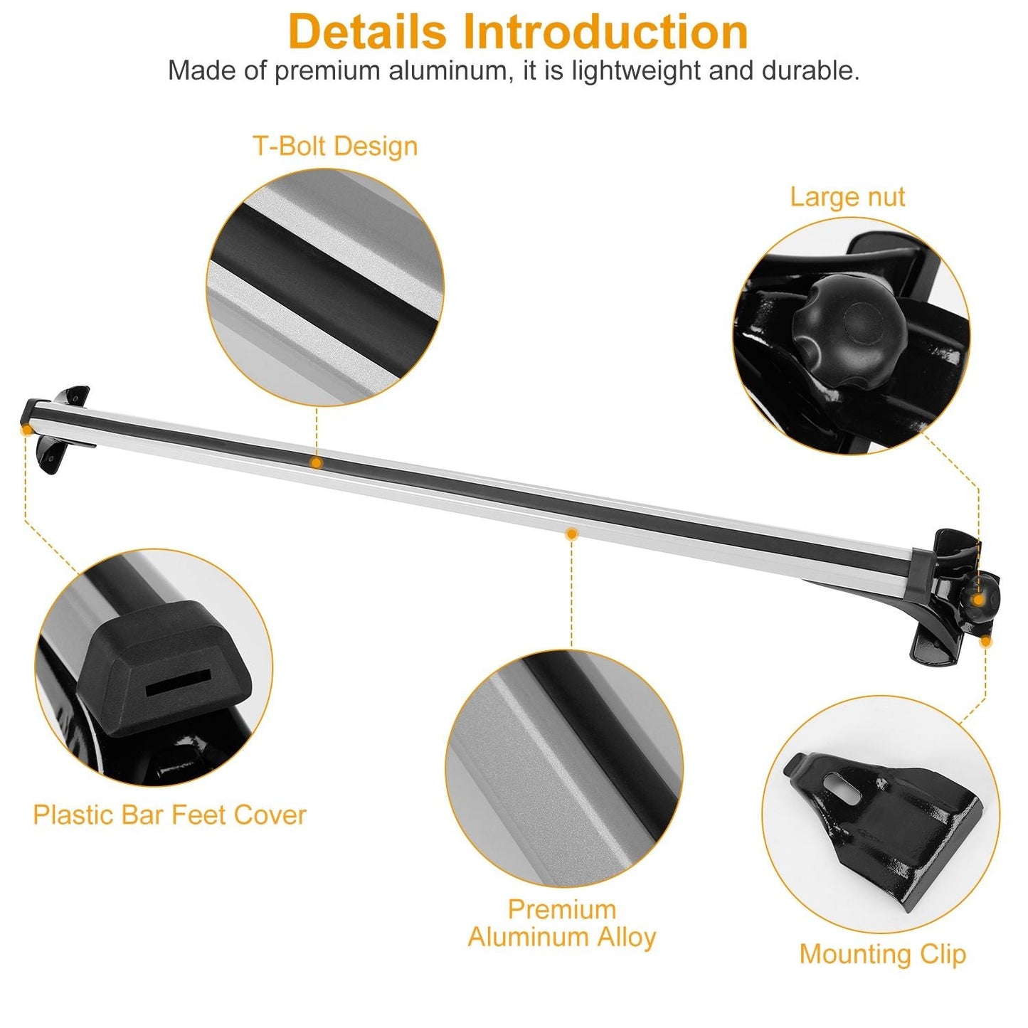47.24in Universal Top Roof Rack Cross Bar Cargo Carrier Aluminum Crossbar Rack with 165LBS Capacity Fit for Most Vehicle Wagon Car Without Roof Side Rail - Renee Lane Company