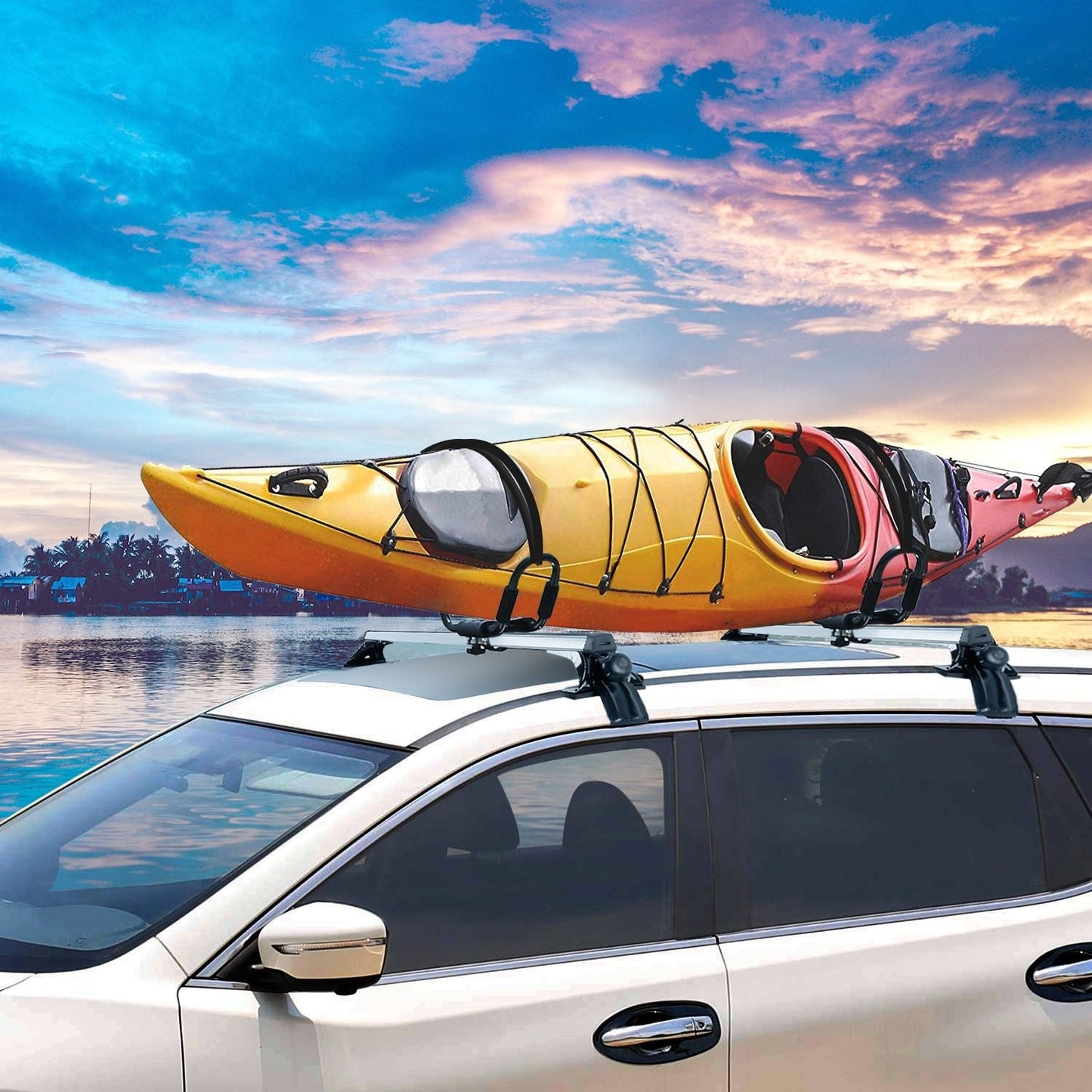 47.24in Universal Top Roof Rack Cross Bar Cargo Carrier Aluminum Crossbar Rack with 165LBS Capacity Fit for Most Vehicle Wagon Car Without Roof Side Rail - Renee Lane Company
