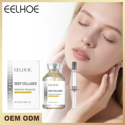 Deep collagen intensive ampoule set: white box, amber bottle, silver pump dropper (50ml)