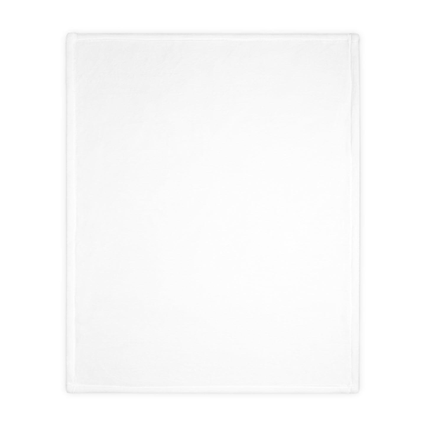 White velveteen throw blanket with smooth surface and stitched edges