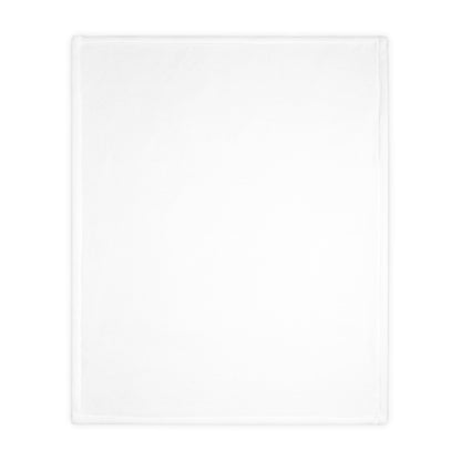 White velveteen throw blanket with smooth surface and stitched edges