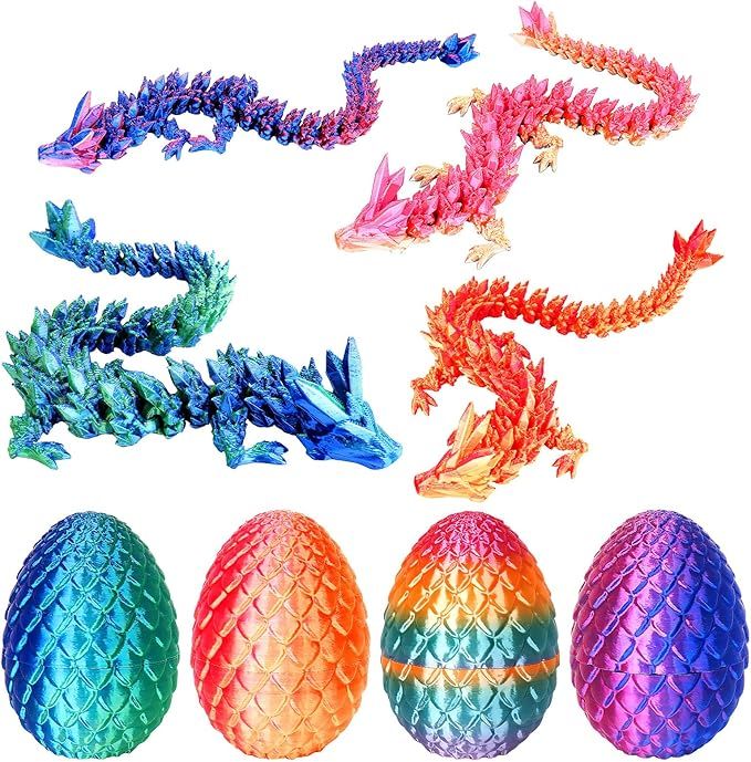 4PCS 3D Printed Dragon Eggs with Dragon Inside Articulated - Renee Lane Company