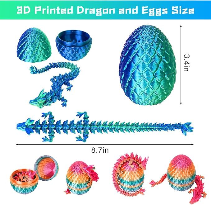 4PCS 3D Printed Dragon Eggs with Dragon Inside Articulated - Renee Lane Company
