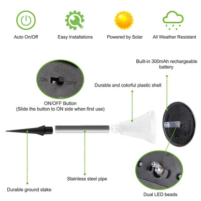 4Packs Solar Garden Lights Outdoor IP44 Waterproof Solar Pathway Lights Color Changing Landscape Lamps - Renee Lane Company