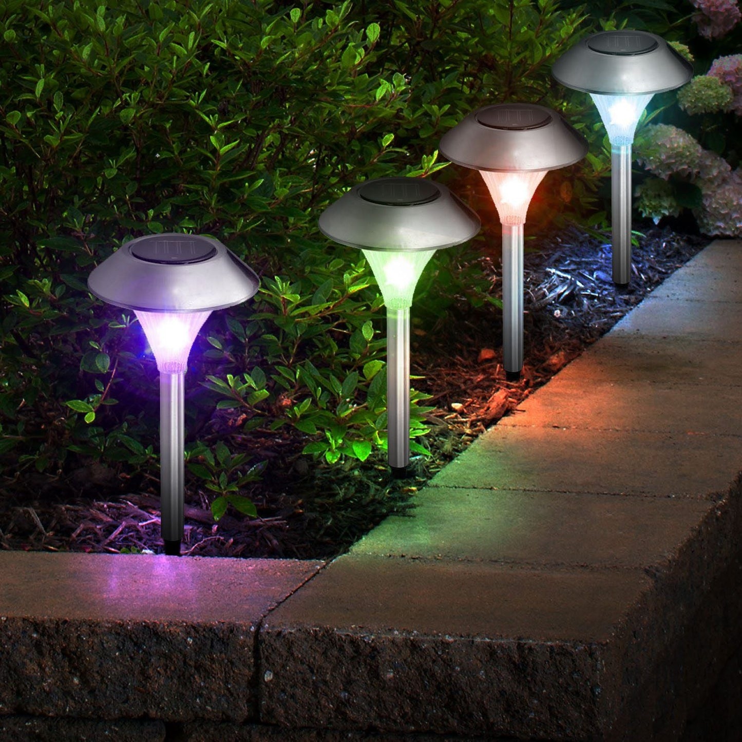 4Packs Solar Garden Lights Outdoor IP44 Waterproof Solar Pathway Lights Color Changing Landscape Lamps - Renee Lane Company