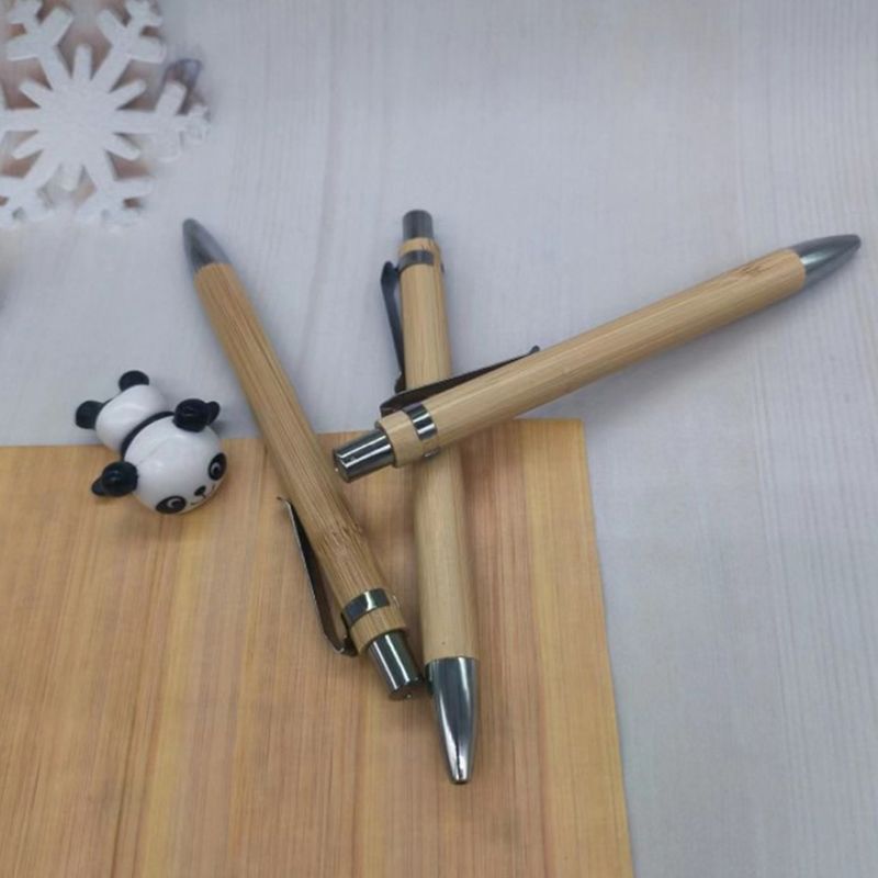 4Pcs Set Bamboo Wood Ballpoint Pen 1.0mm Bullet Tip Blue Black Ink Signature Ball Pen Office School Wrting Stationery - Renee Lane Company