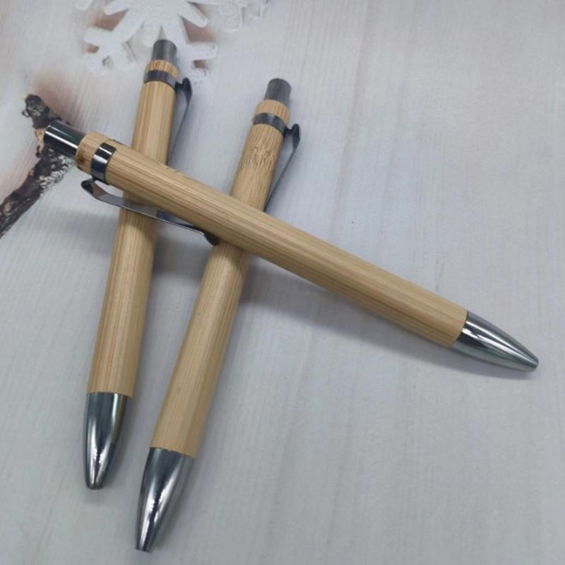 4Pcs Set Bamboo Wood Ballpoint Pen 1.0mm Bullet Tip Blue Black Ink Signature Ball Pen Office School Wrting Stationery - Renee Lane Company