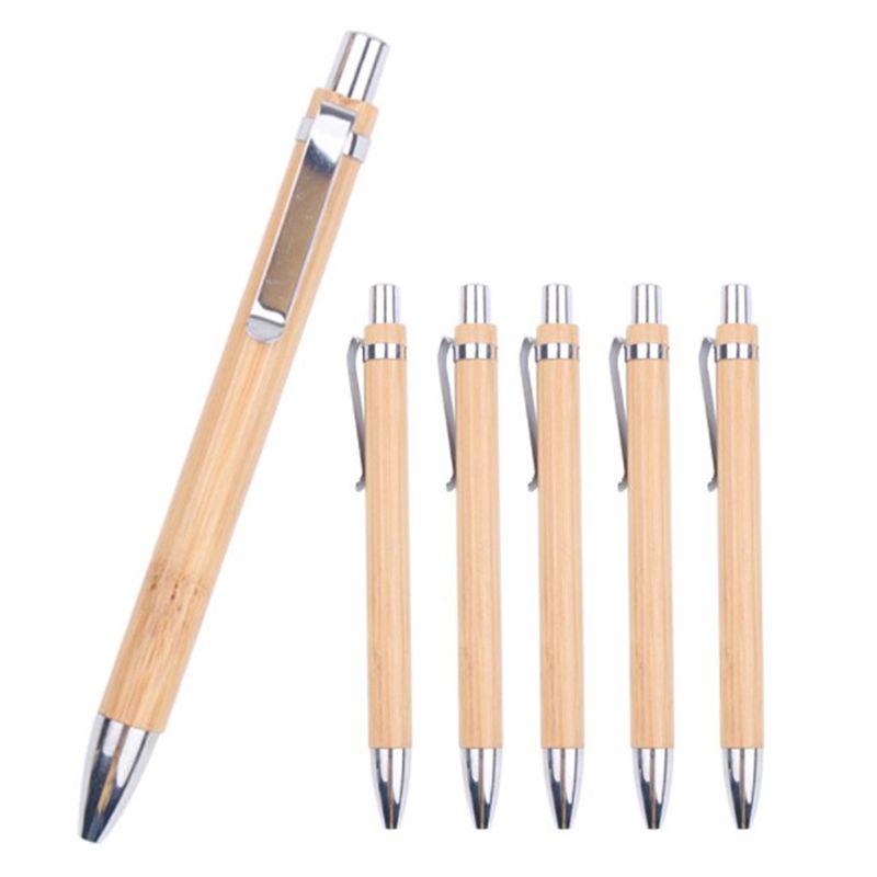 4Pcs Set Bamboo Wood Ballpoint Pen 1.0mm Bullet Tip Blue Black Ink Signature Ball Pen Office School Wrting Stationery - Renee Lane Company