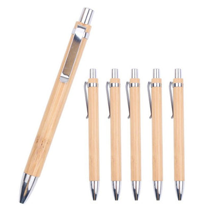 4Pcs Set Bamboo Wood Ballpoint Pen 1.0mm Bullet Tip Blue Black Ink Signature Ball Pen Office School Wrting Stationery - Renee Lane Company