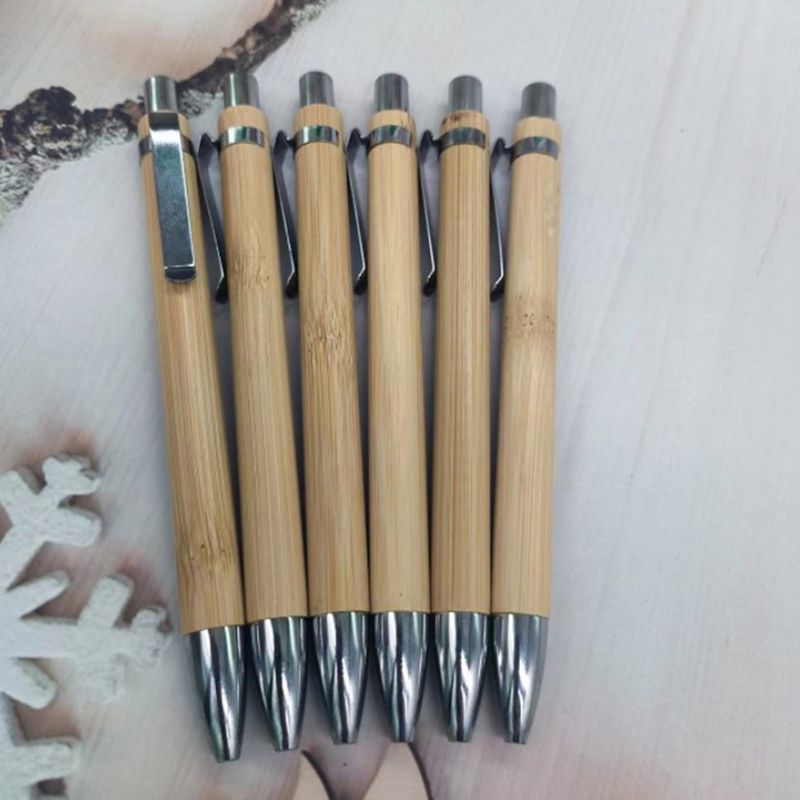 4Pcs Set Bamboo Wood Ballpoint Pen 1.0mm Bullet Tip Blue Black Ink Signature Ball Pen Office School Wrting Stationery - Renee Lane Company