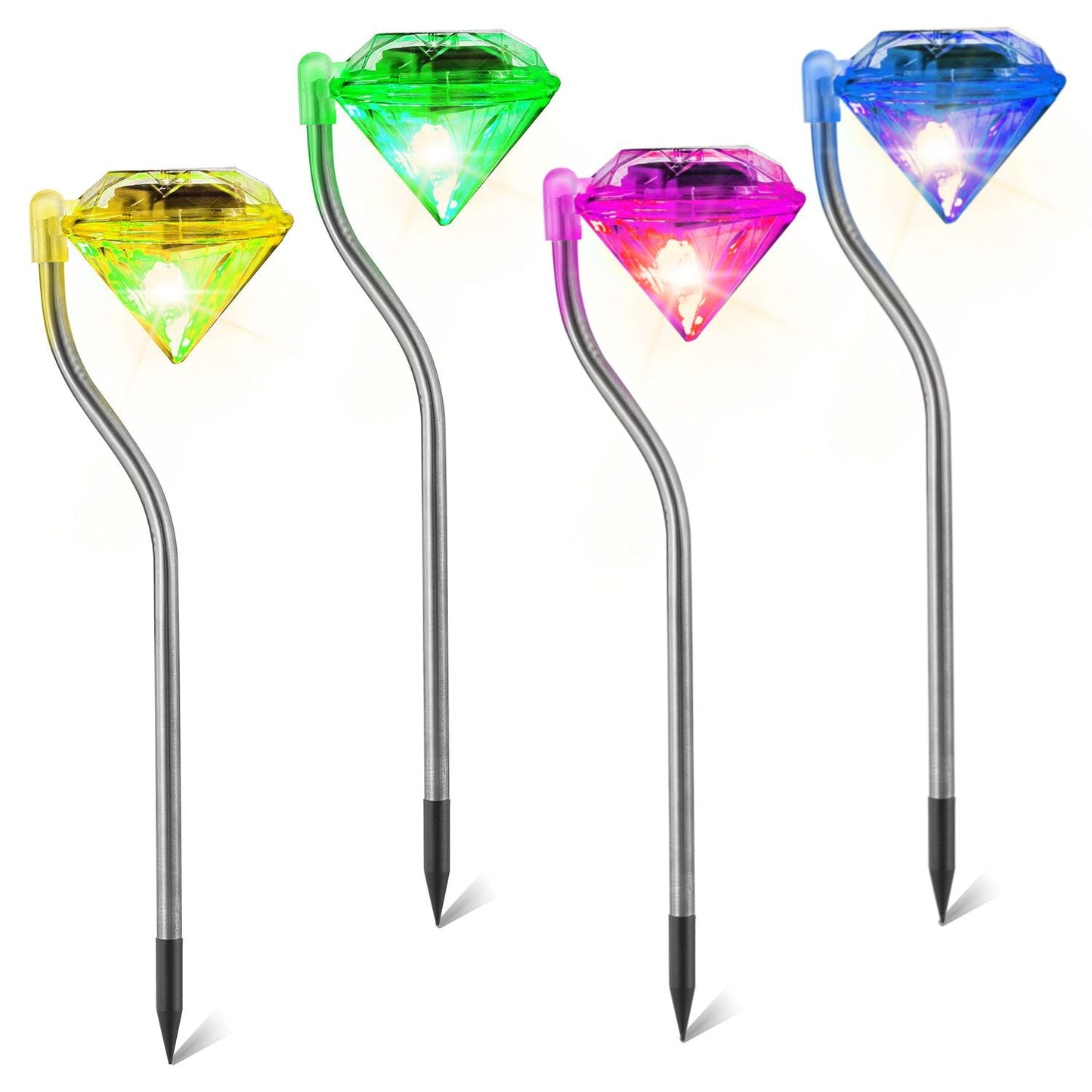 4Pcs Solar Garden Light Outdoor Diamond LED Light IP65 Waterproof Stake Decorative Lamp - Renee Lane Company