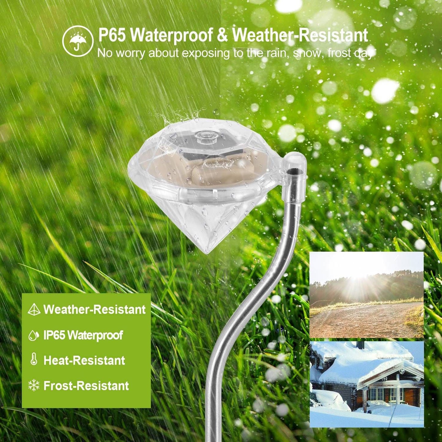 4Pcs Solar Garden Light Outdoor Diamond LED Light IP65 Waterproof Stake Decorative Lamp - Renee Lane Company