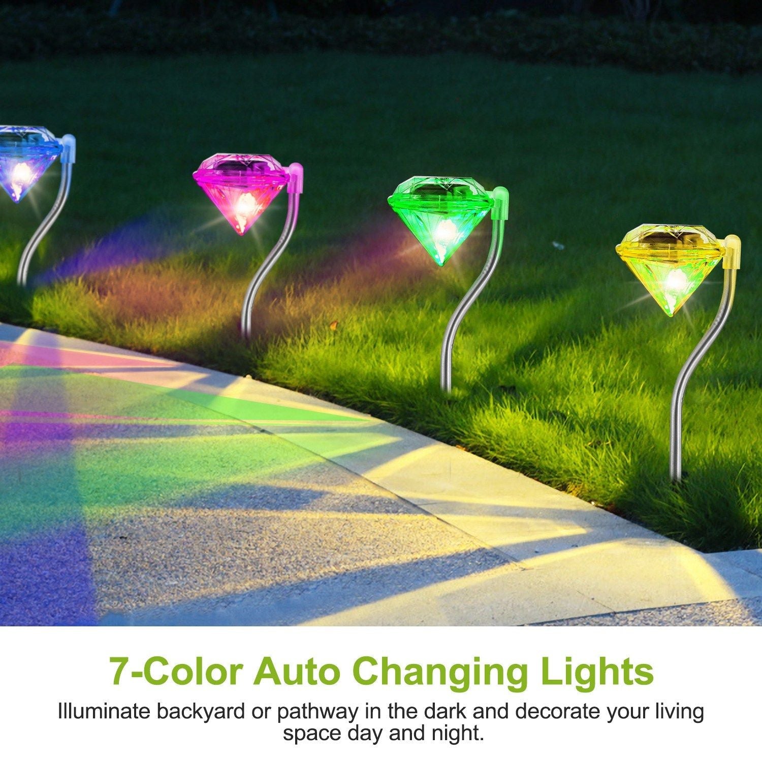 4Pcs Solar Garden Light Outdoor Diamond LED Light IP65 Waterproof Stake Decorative Lamp - Renee Lane Company