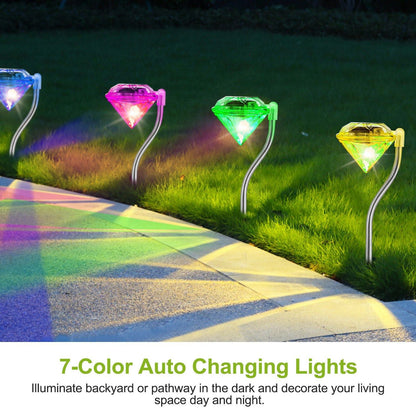 4Pcs Solar Garden Light Outdoor Diamond LED Light IP65 Waterproof Stake Decorative Lamp - Renee Lane Company