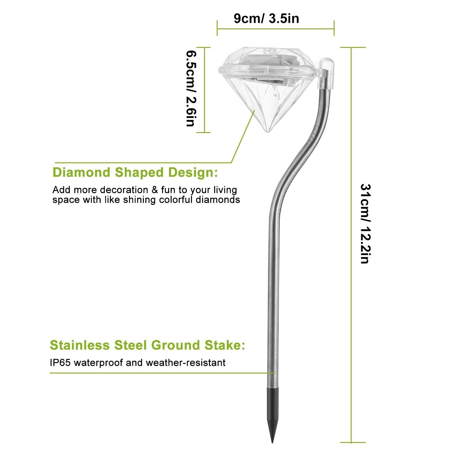 4Pcs Solar Garden Light Outdoor Diamond LED Light IP65 Waterproof Stake Decorative Lamp - Renee Lane Company