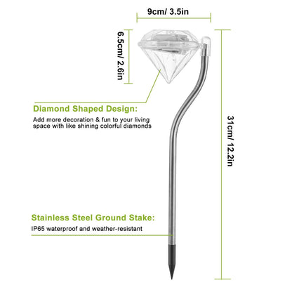 4Pcs Solar Garden Light Outdoor Diamond LED Light IP65 Waterproof Stake Decorative Lamp - Renee Lane Company