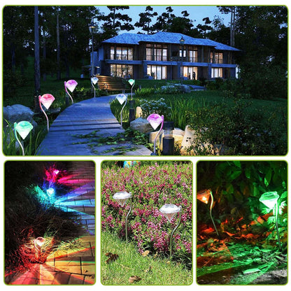 4Pcs Solar Garden Light Outdoor Diamond LED Light IP65 Waterproof Stake Decorative Lamp - Renee Lane Company