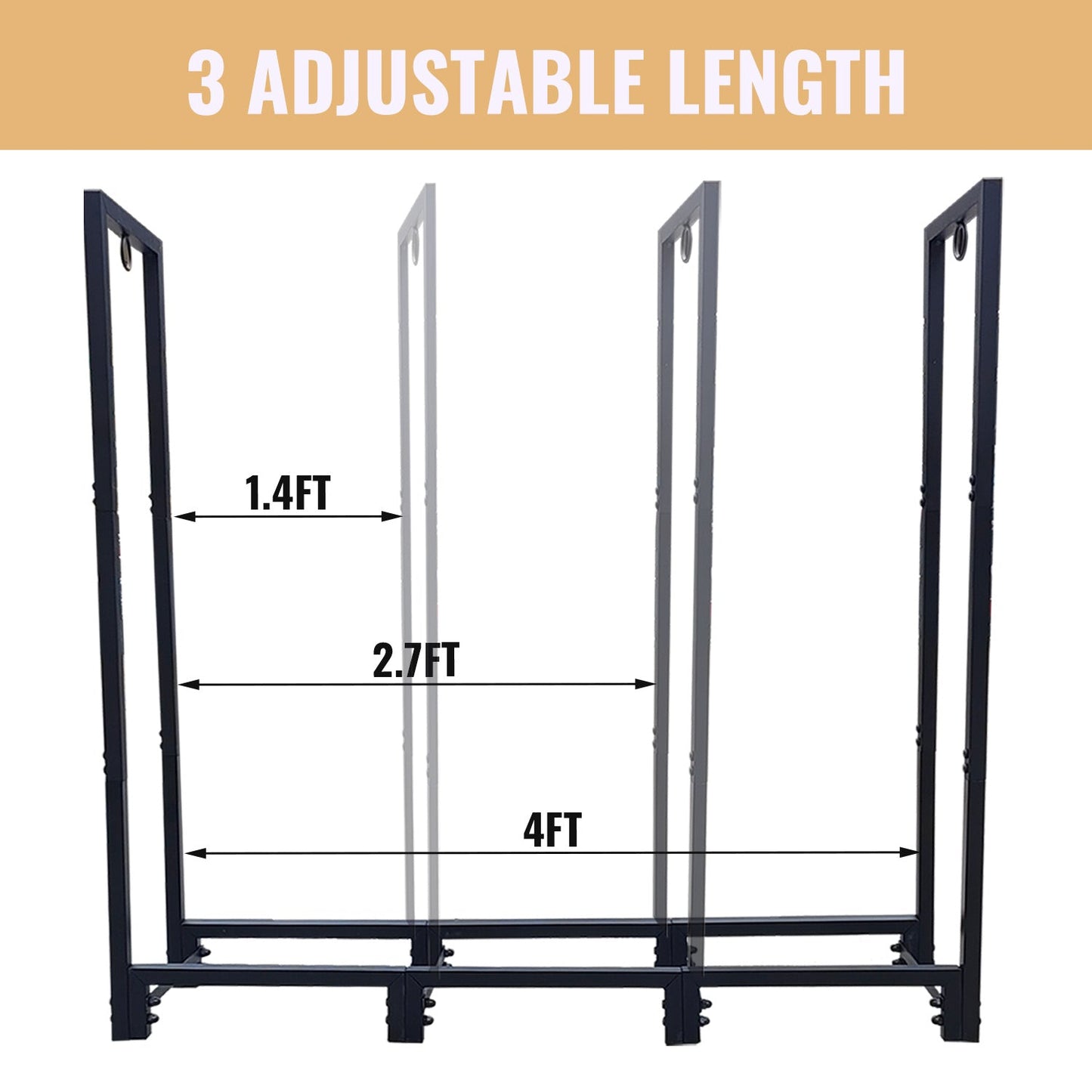 4ft Firewood Rack Stand, Firewood Rack Outdoor Indoor Firewood Rack Holder for Outdoor Courtyard, Patio Fireplace Fire Pits Wood Pile Storage - Renee Lane Company