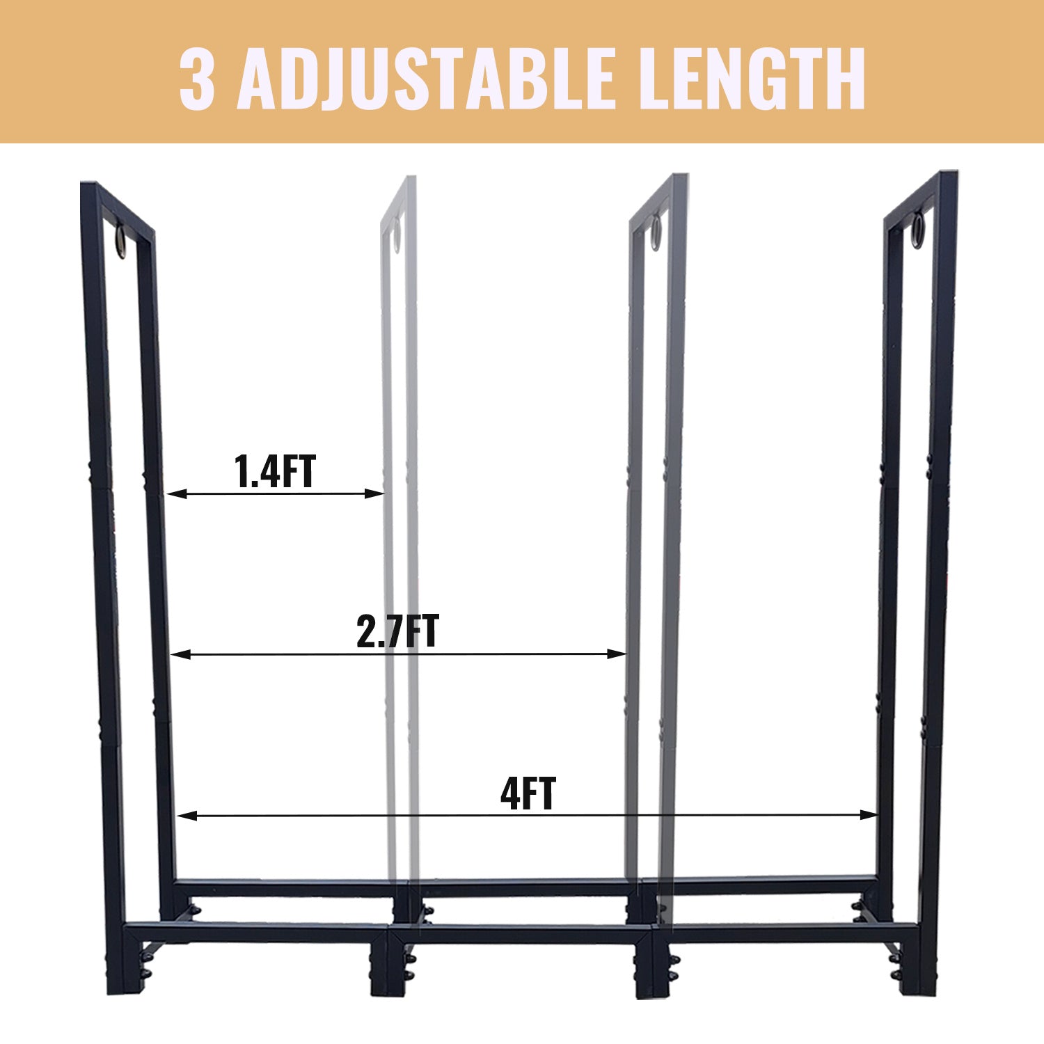 4ft Firewood Rack Stand, Firewood Rack Outdoor Indoor Firewood Rack Holder for Outdoor Courtyard, Patio Fireplace Fire Pits Wood Pile Storage - Renee Lane Company