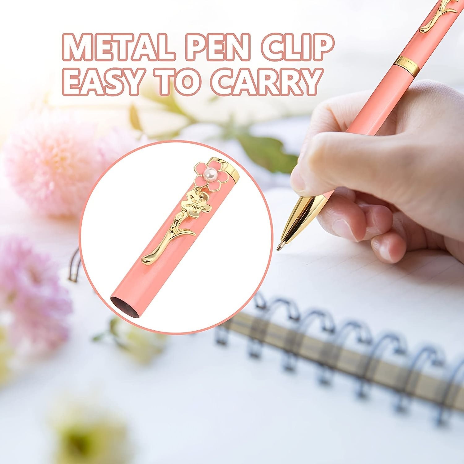 4pcs Ballpoint Pens,Fine Point Smooth Writing Pens,Metal Twist Pretty Pens For Journaling, 1.0 Mm Medium Point Black Ink Cute Pens,Office Supplies Fancy Pen Sets For Women&Men Gift - Renee Lane Company