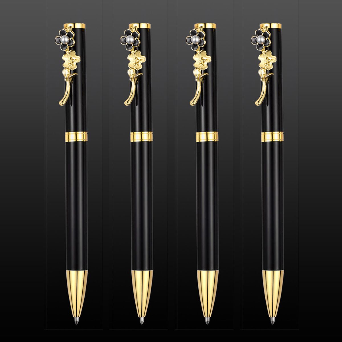 4pcs Ballpoint Pens,Fine Point Smooth Writing Pens,Metal Twist Pretty Pens For Journaling, 1.0 Mm Medium Point Black Ink Cute Pens,Office Supplies Fancy Pen Sets For Women&Men Gift - Renee Lane Company