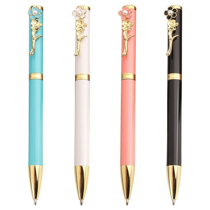 4pcs Ballpoint Pens,Fine Point Smooth Writing Pens,Metal Twist Pretty Pens For Journaling, 1.0 Mm Medium Point Black Ink Cute Pens,Office Supplies Fancy Pen Sets For Women&Men Gift - Renee Lane Company