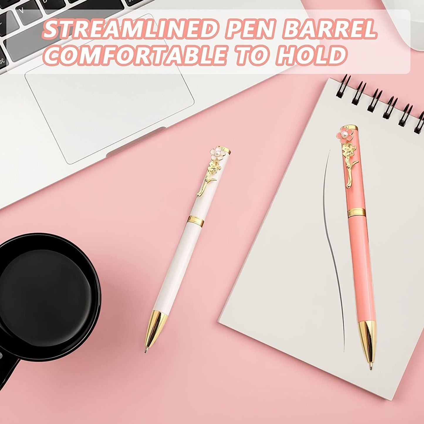 4pcs Ballpoint Pens,Fine Point Smooth Writing Pens,Metal Twist Pretty Pens For Journaling, 1.0 Mm Medium Point Black Ink Cute Pens,Office Supplies Fancy Pen Sets For Women&Men Gift - Renee Lane Company