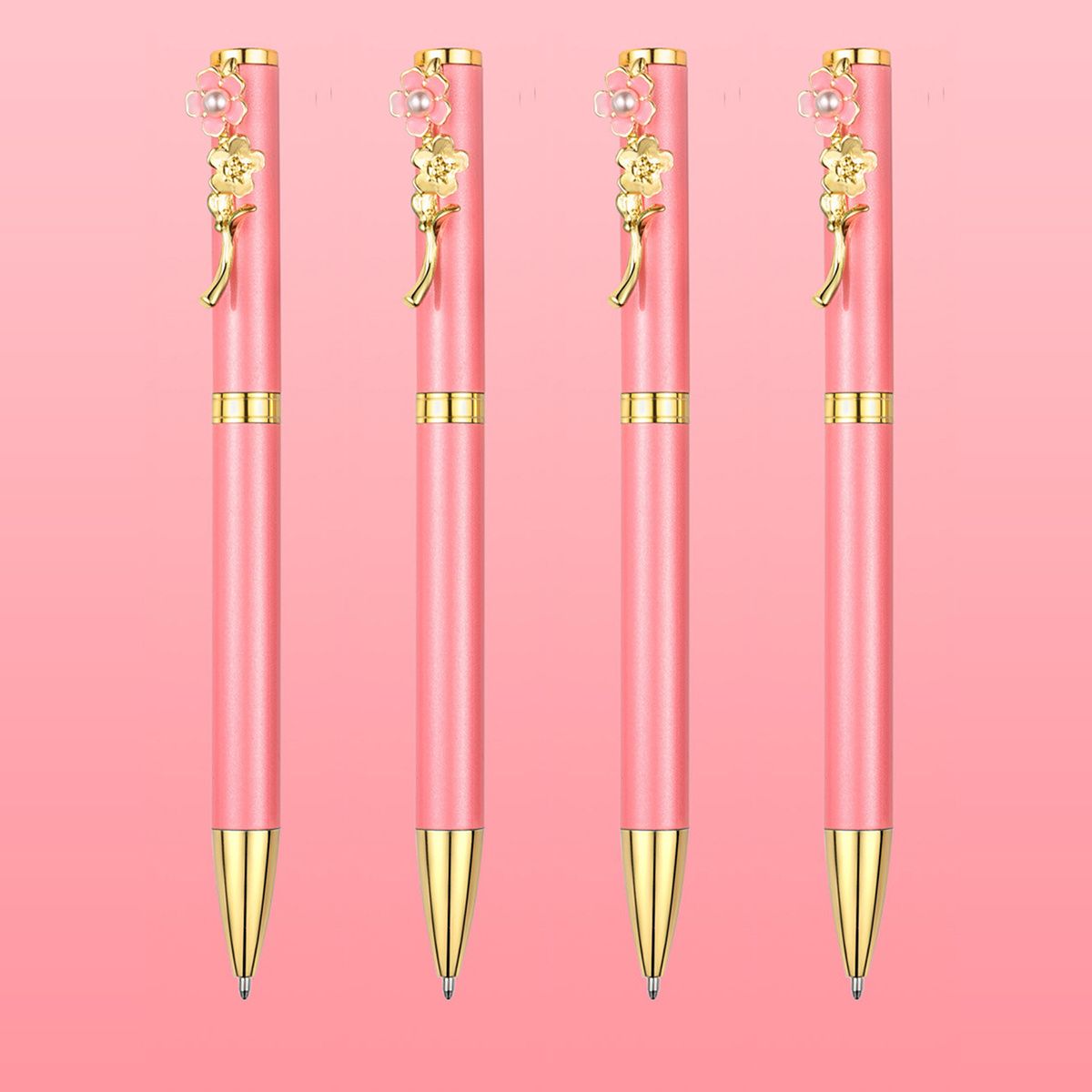 4pcs Ballpoint Pens,Fine Point Smooth Writing Pens,Metal Twist Pretty Pens For Journaling, 1.0 Mm Medium Point Black Ink Cute Pens,Office Supplies Fancy Pen Sets For Women&Men Gift - Renee Lane Company