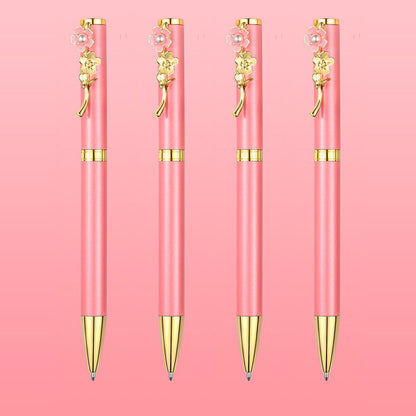 4pcs Ballpoint Pens,Fine Point Smooth Writing Pens,Metal Twist Pretty Pens For Journaling, 1.0 Mm Medium Point Black Ink Cute Pens,Office Supplies Fancy Pen Sets For Women&Men Gift - Renee Lane Company