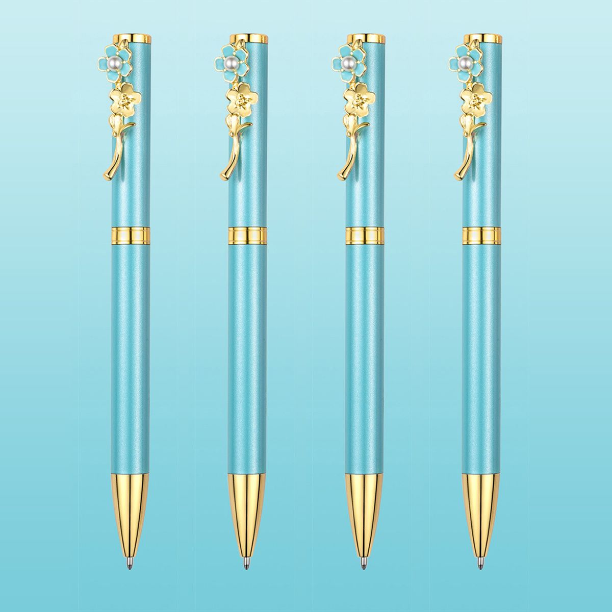 4pcs Ballpoint Pens,Fine Point Smooth Writing Pens,Metal Twist Pretty Pens For Journaling, 1.0 Mm Medium Point Black Ink Cute Pens,Office Supplies Fancy Pen Sets For Women&Men Gift - Renee Lane Company
