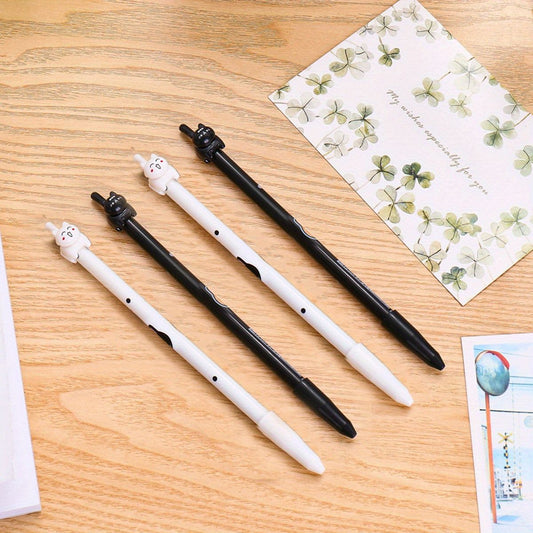 4pcs Creative Tail Cat Cute Cartoon Gel Pen 0.38mm Black Refill - Renee Lane Company