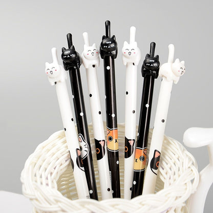 4pcs Creative Tail Cat Cute Cartoon Gel Pen 0.38mm Black Refill - Renee Lane Company