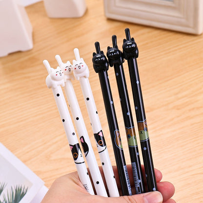 4pcs Creative Tail Cat Cute Cartoon Gel Pen 0.38mm Black Refill - Renee Lane Company