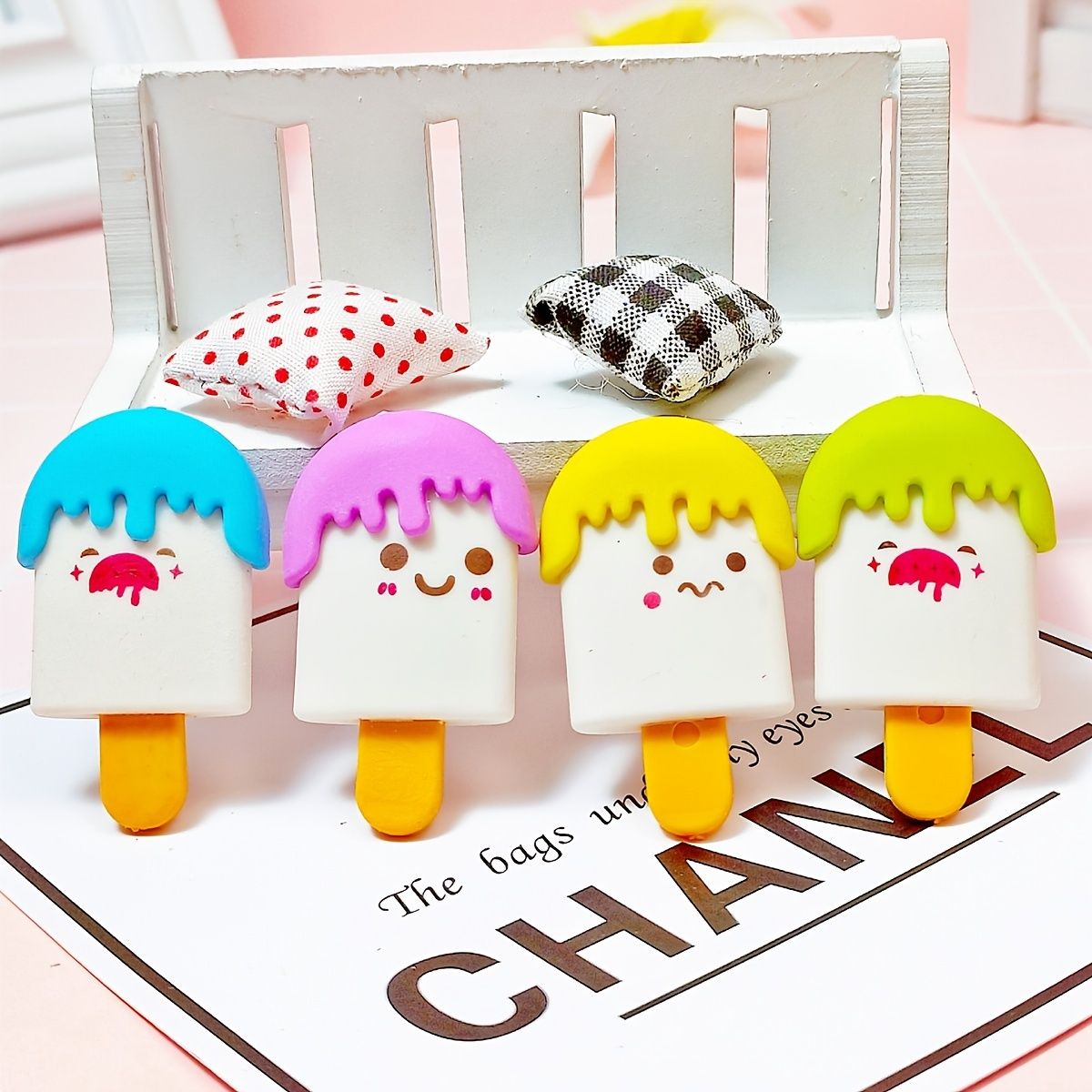 4pcs Ice Cream Shaped Eraser - Renee Lane Company