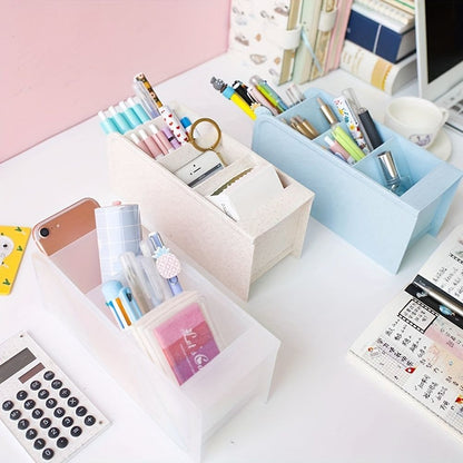 4pcs Multi-Functional Pen/Pencil Markers Holder, Diagonal Matte Pen Holder, Desk Desktop Storage Box, Stationery Rack Frosted Transparent - Renee Lane Company