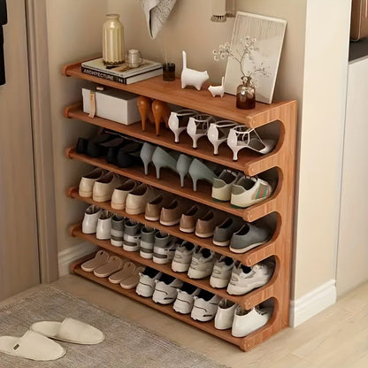5/6-layer practical storage rack, shoe rack, space-saving design, multi-layer independent storage rack, wood grain finish, easy to assemble, self-supporting cubic shoe storage rack, storage rack, sui - Renee Lane Company
