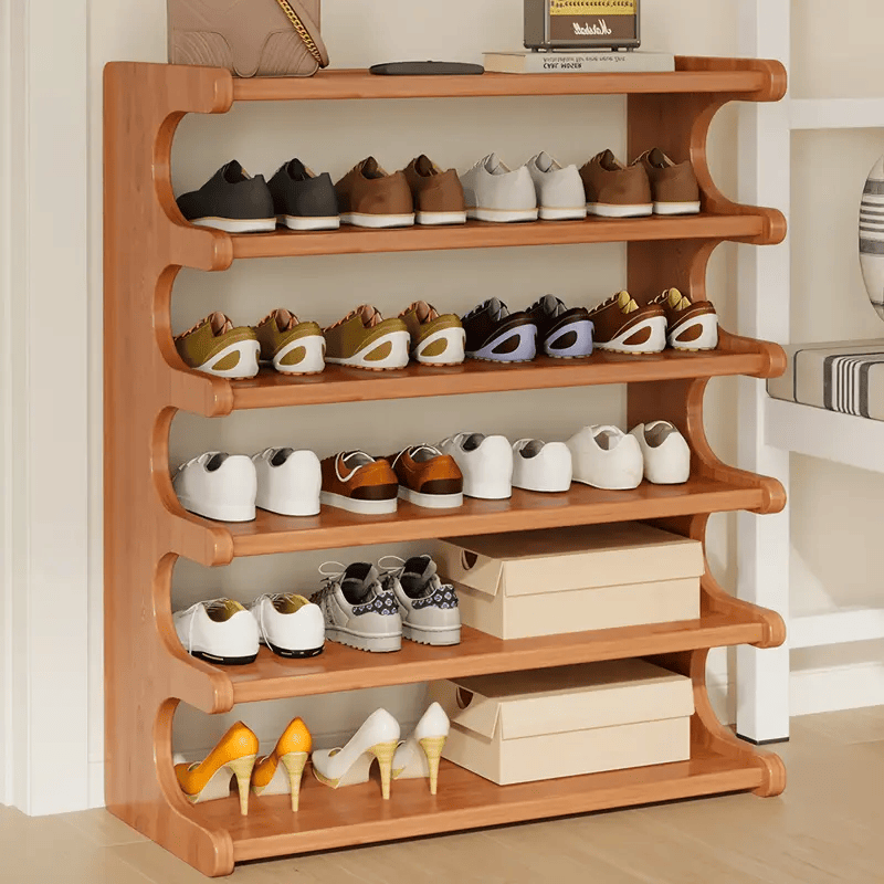 5/6-layer practical storage rack, shoe rack, space-saving design, multi-layer independent storage rack, wood grain finish, easy to assemble, self-supporting cubic shoe storage rack, storage rack, sui - Renee Lane Company