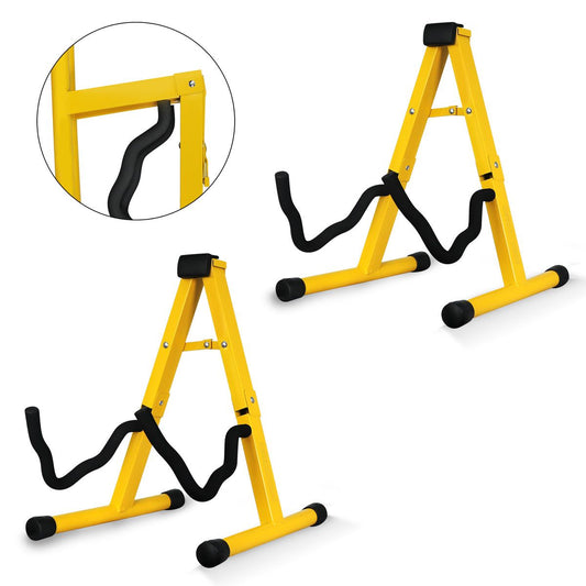 5 CORE Double Guitar Stand Floor 2Pcs Adjustable Heavy Duty A Frame Universal Folding Acoustic Electric Bass Mandolin Banjo Violin Holder Stands For On Stage Studio - GSS YLW 2PCS - Renee Lane Company