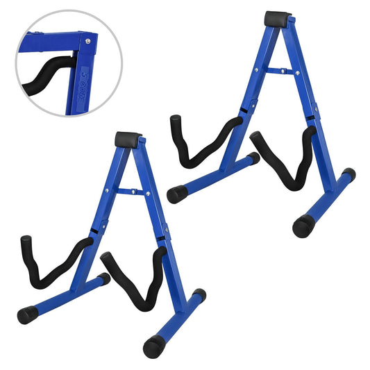 5 CORE Double Guitar Stand Floor Adjustable Heavy Duty A Frame Universal Folding Acoustic Electric Bass Mandolin Banjo Violin Holder Stands For On Stage Studio - GSS BLU - Renee Lane Company